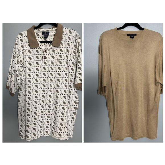 2-Pack Vintage Men’s Designer Gold Shirts Givenchy Baracuta Silk Clubs XL Golf - Picture 1 of 15